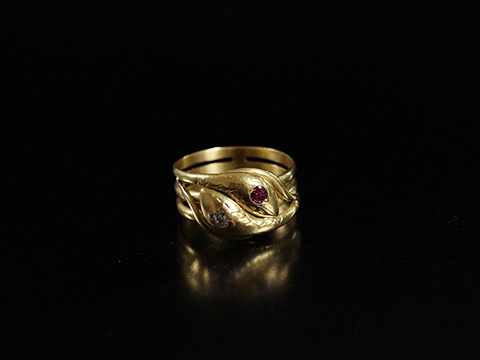 アンティーク蛇の指輪（スネークリング　1880年頃　ルビー）/アンティークジュエリー・指輪・リング