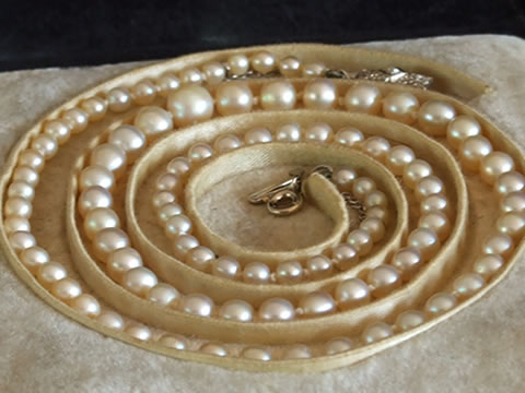 アンティーク　天然パールネックレス￼ Antique Gallery Soleil アンティークジュエリー / 鑑定書付き126珠