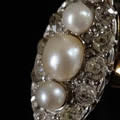 天然真珠アンティーク指輪（オールドマインカットダイヤモンド、20世紀初頭）