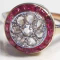 アールデコ指輪（カリブレカットルビー、ダイヤモンド、1920年代フランス）