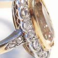 アンティークイエロートパーズ指輪（ダイヤモンド、1920年頃、大粒）