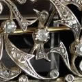 アンティークダイヤモンドブローチ（フィヤージュ、葉と枝のモチーフ、銀製）