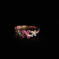 ライラック（リラの花）のアンティーク指輪（ルビーとダイヤモンド、14金ゴールド）