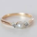 天然真珠とローズカットダイヤモンド　アンティークリング