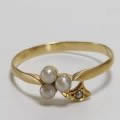 天然真珠ゴールドリング(三つ葉クローバー)