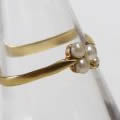 天然真珠ゴールドリング(三つ葉クローバー)